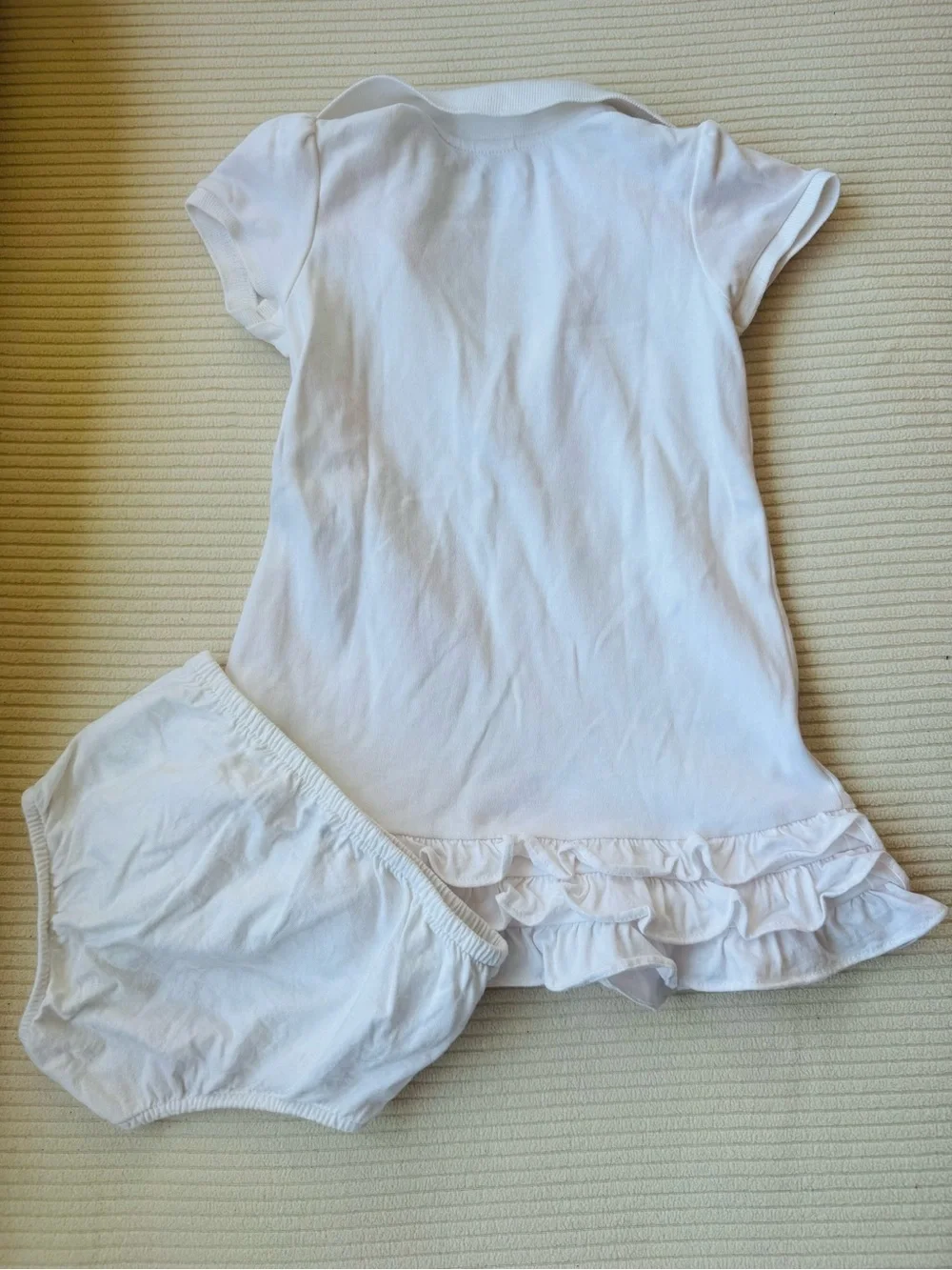 Ralph Lauren White Polo Baby Dress with Pastel Pony Embroidery 24 months GUC